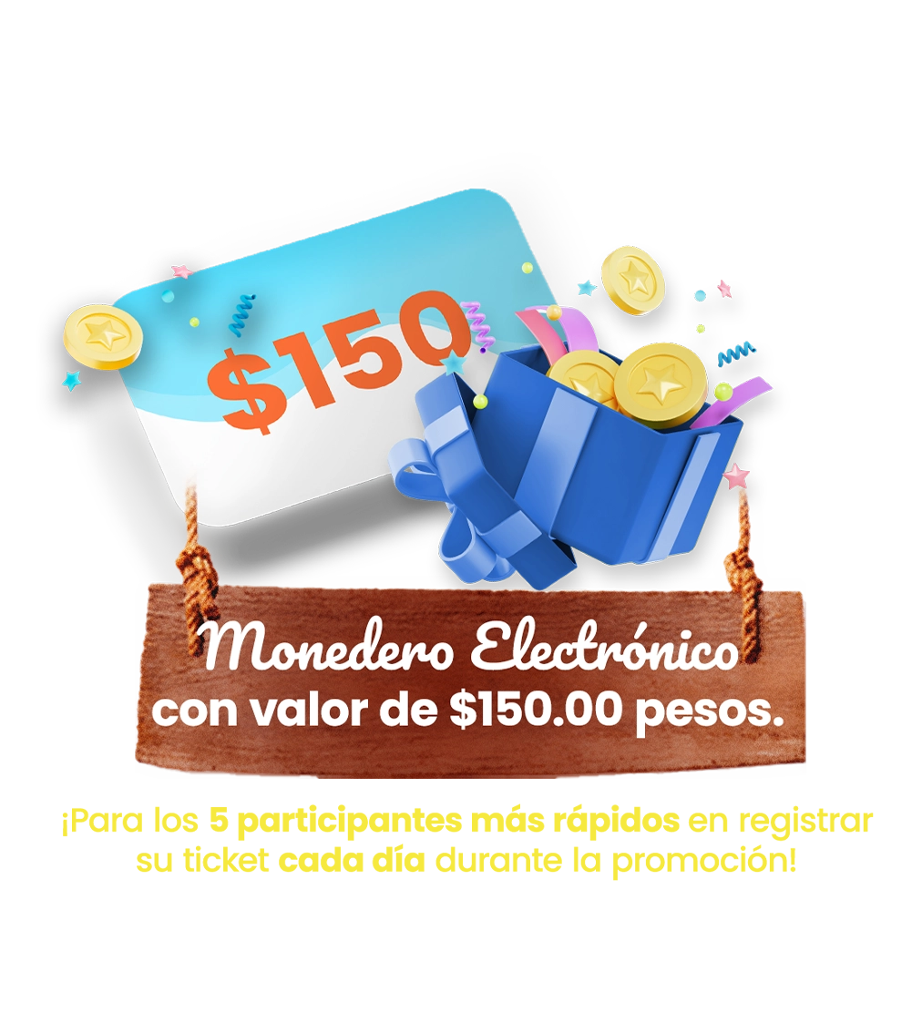 Monedero electrónico con valor de $150.00 pesos