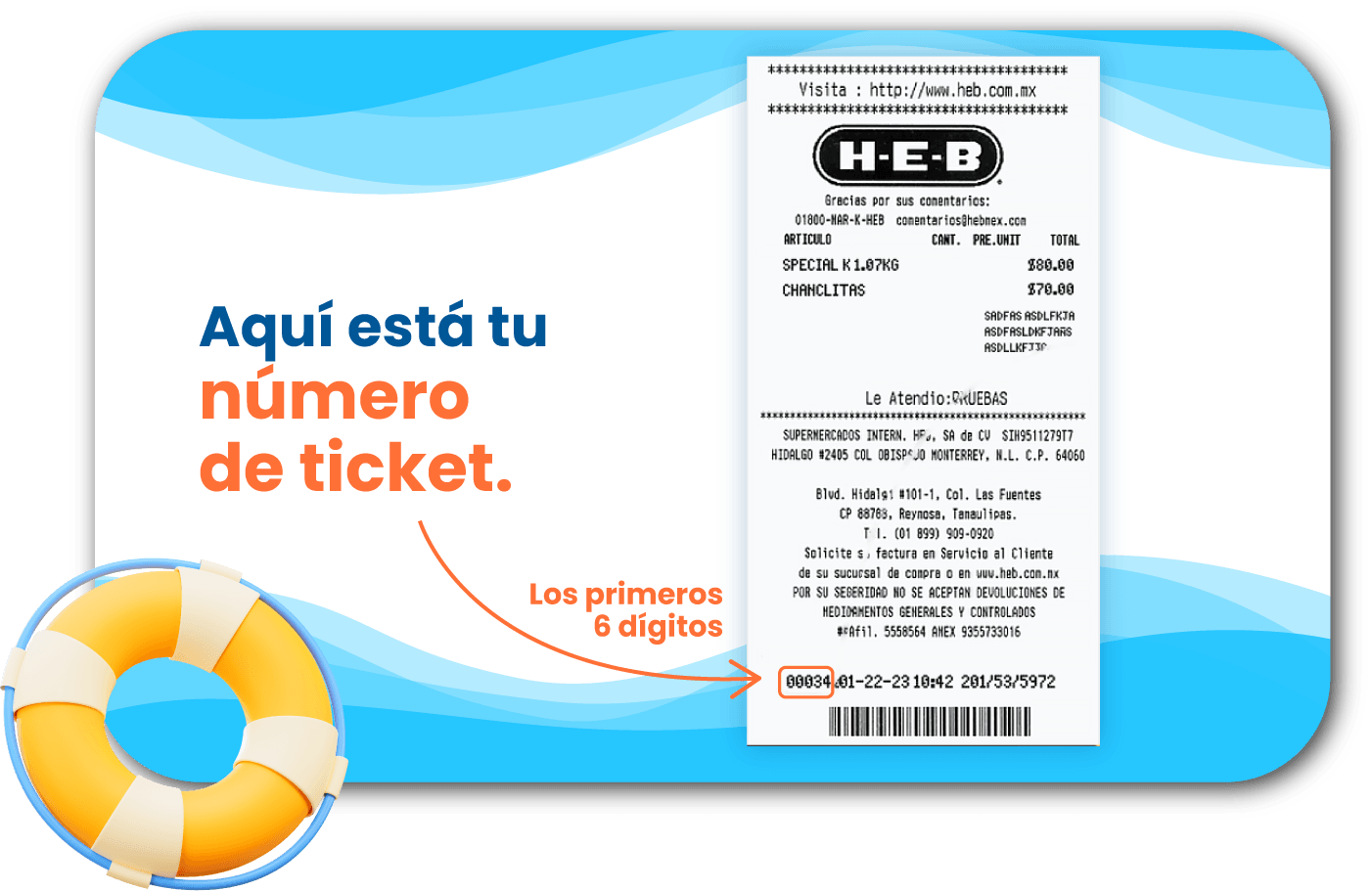 Numero de ticket H-E-B